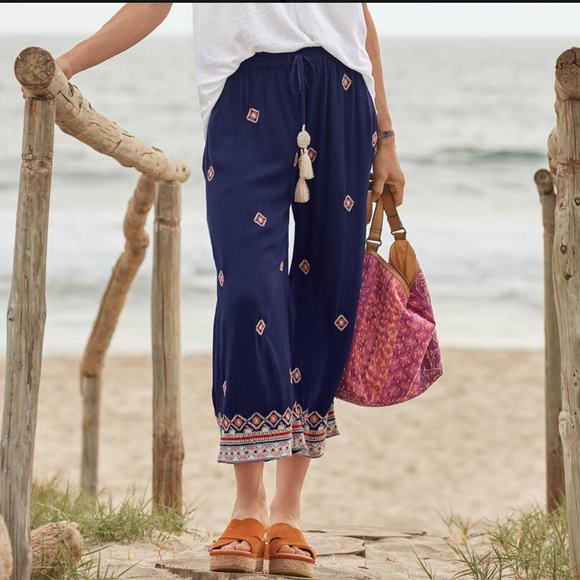 Sundance Pants - Sundance Niovi Embroidered Navy Pants